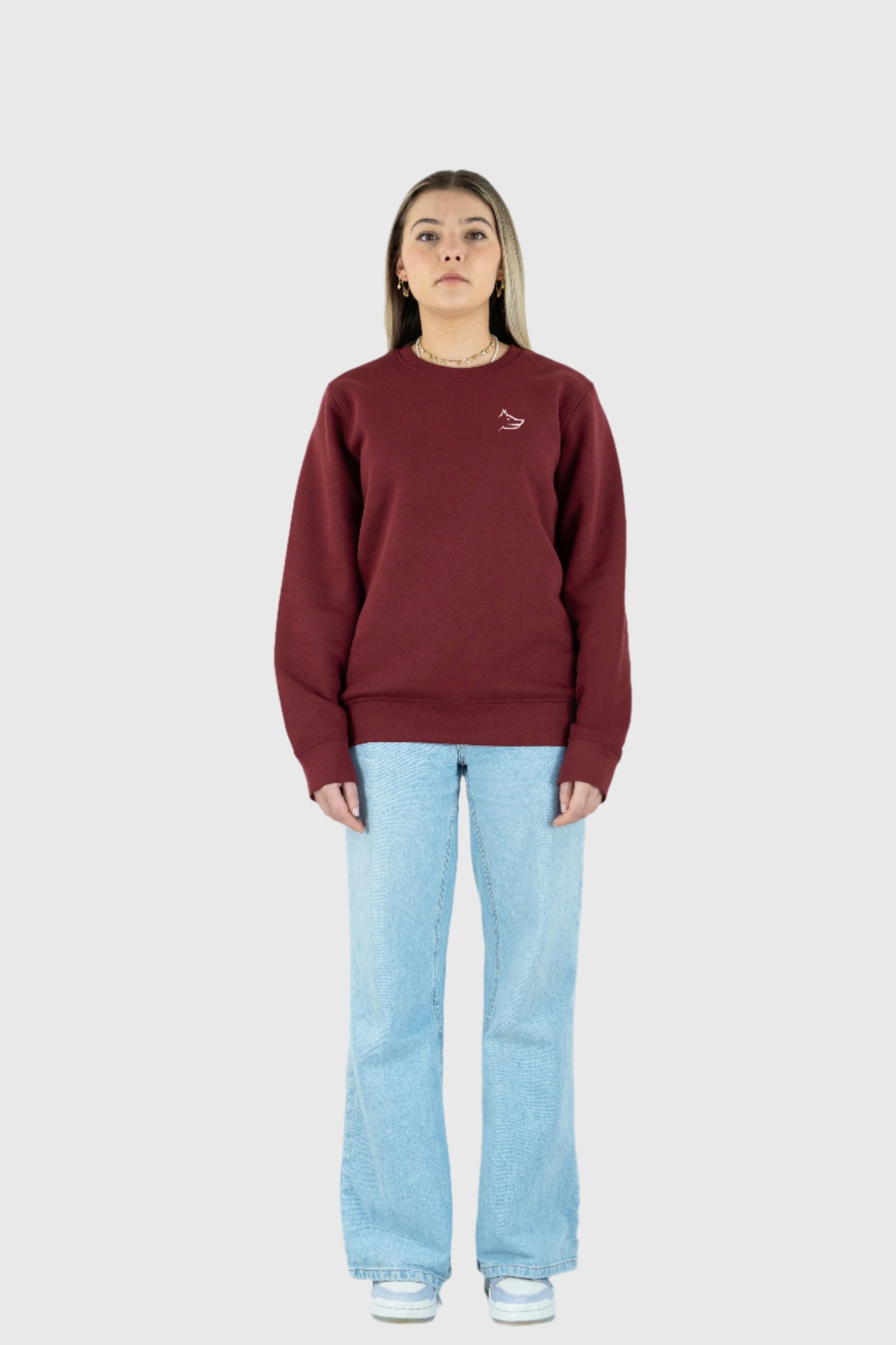 Essential Sweatshirt With Embroidered Logo - Burgundy