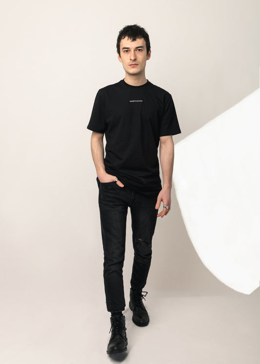 Paris Essential Black T-shirt by Northwind Antwerp & Paris with minimalist logo embroidery