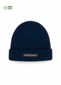 Navy blue Northwind organic cotton beanie with 'Northwind' logo on a white background
