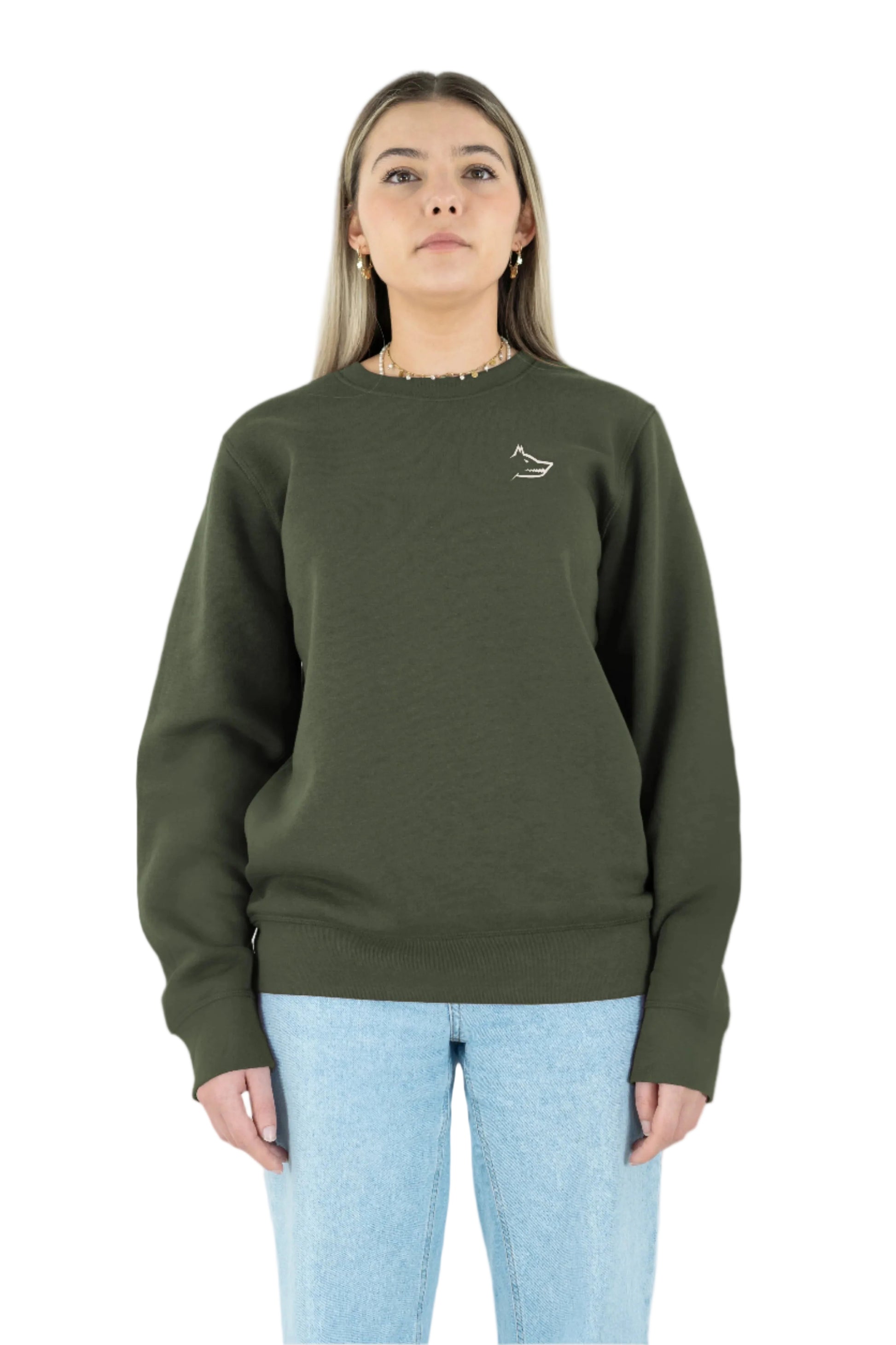 Khaki sweatshirt with model