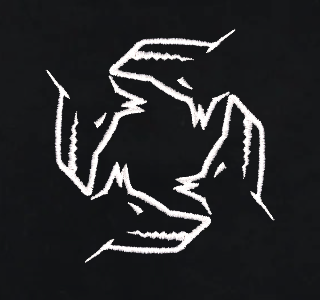 White Northwind Storm of Wolves design on a black background