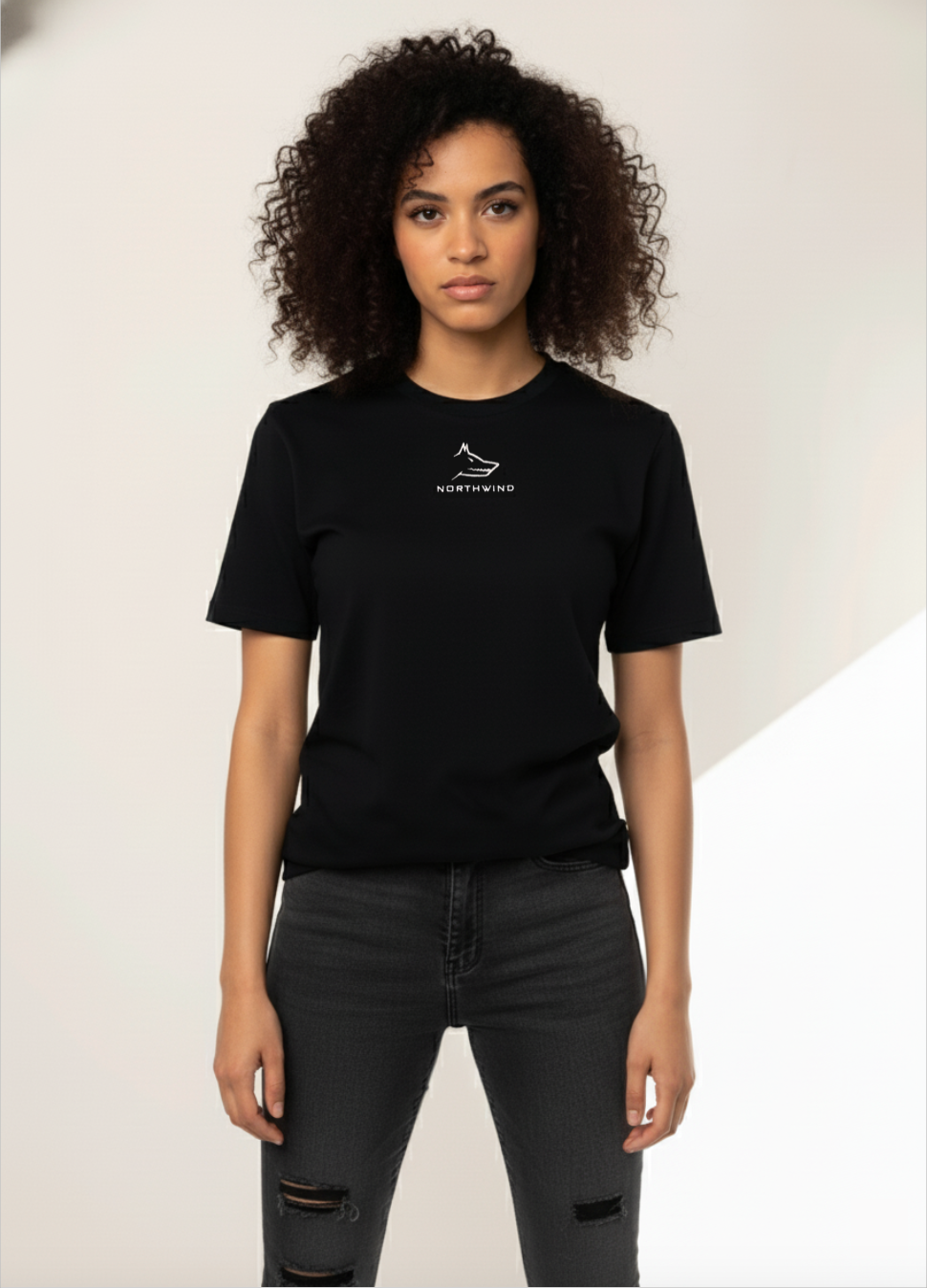 Northwind Wolf Black T-shirt with Embroidery