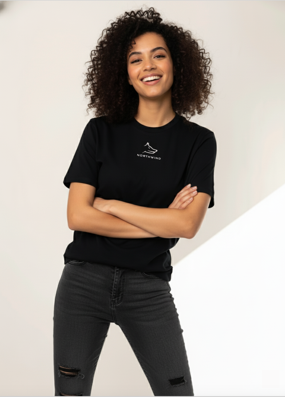 Northwind Wolf Black T-shirt with Embroidery