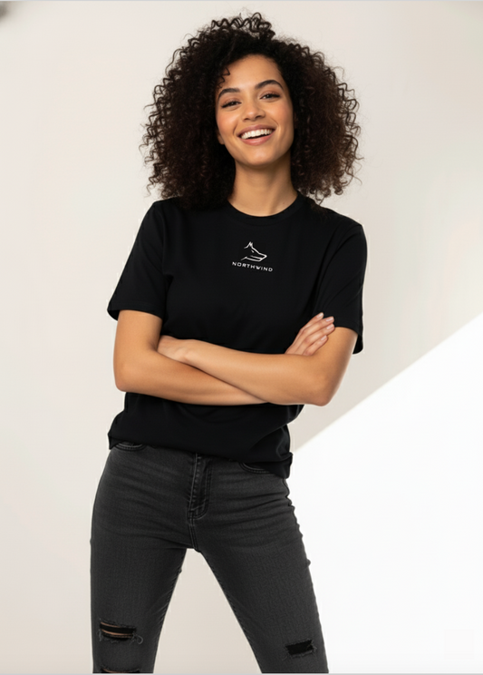 Northwind Wolf Black T-shirt with Embroidery