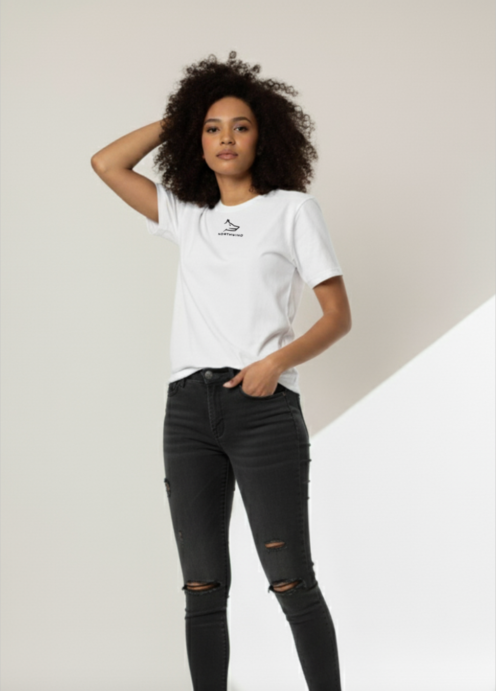 Northwind Wolf White T-shirt with Embroidery