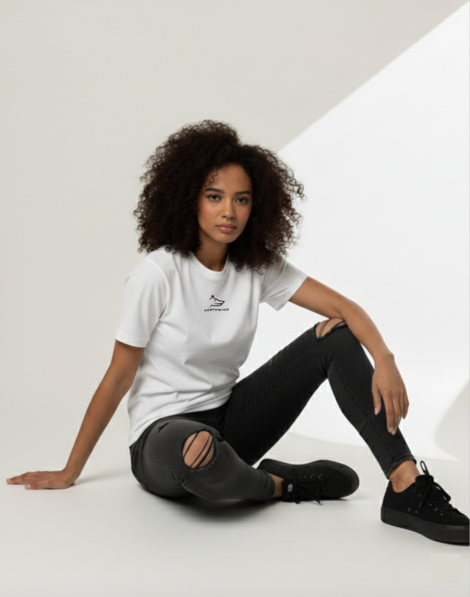 Northwind Wolf White T-shirt with Embroidery