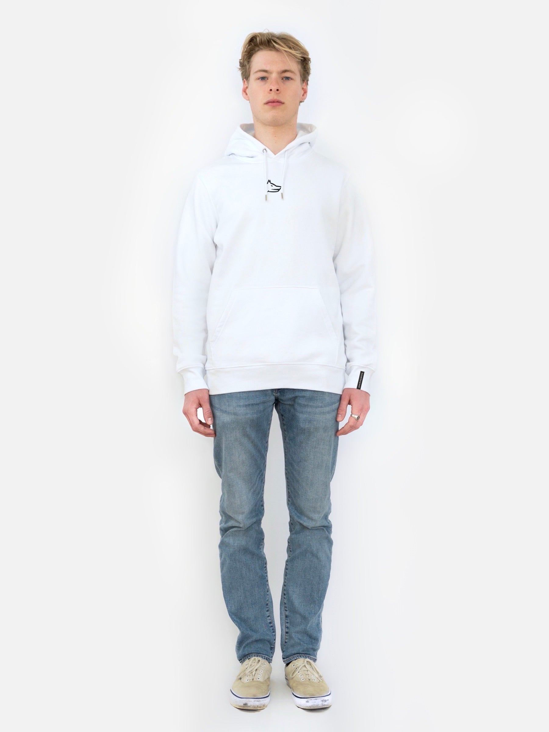 Essential Hoodie With Embroidered Logo - White