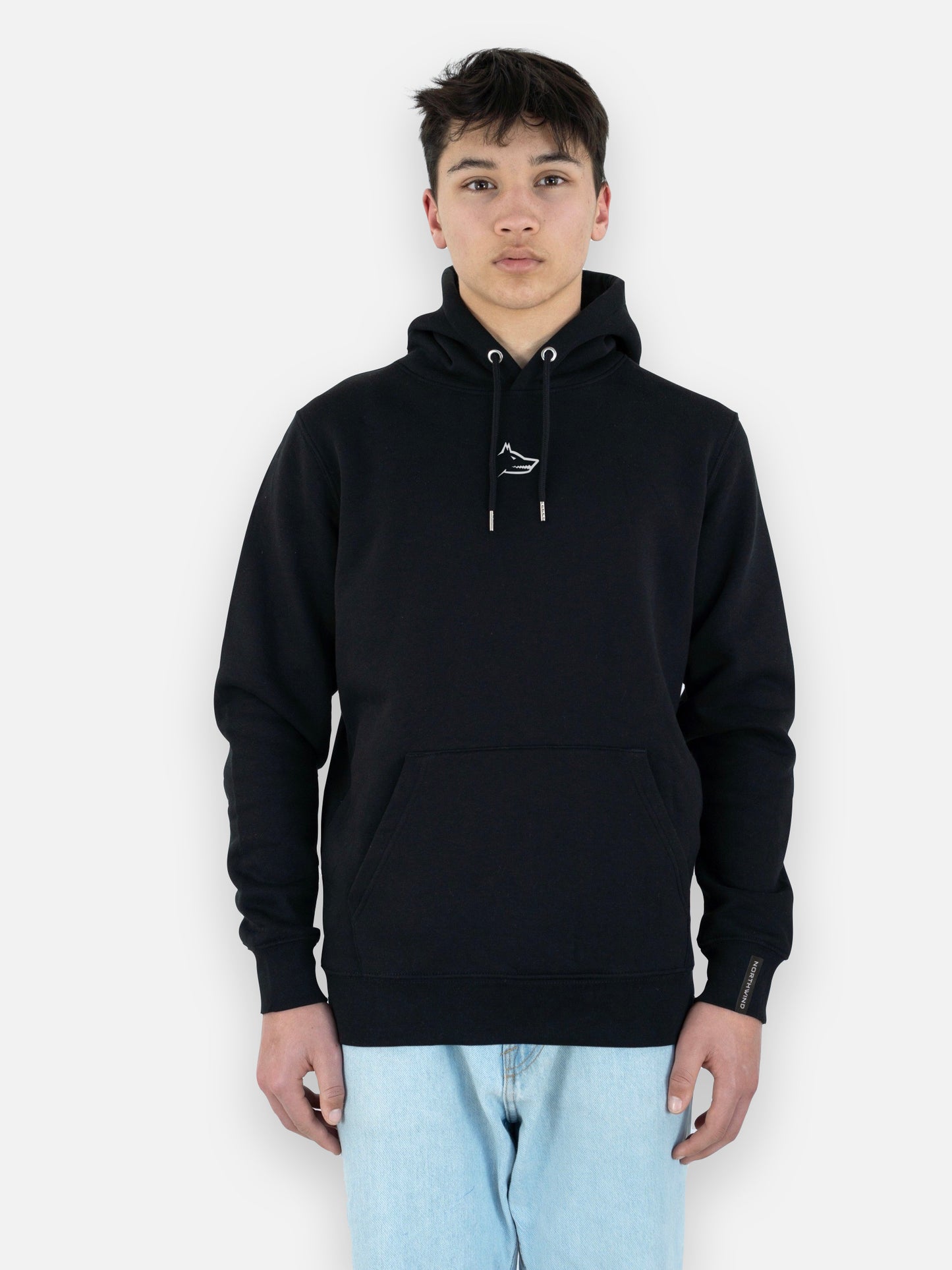 Essential Hoodie With Embroidered Logo - Black