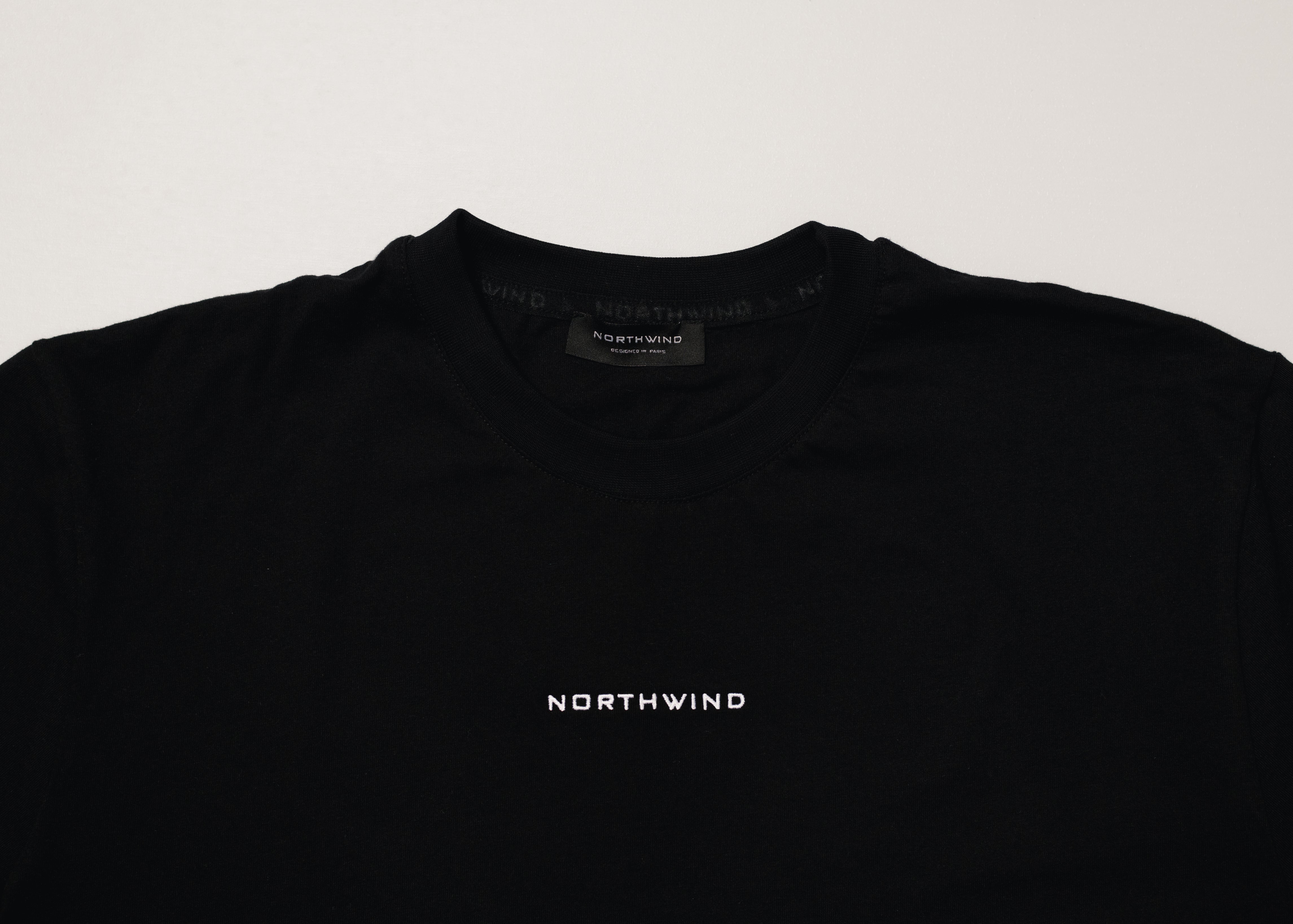 Paris Essential Black T-shirt by Northwind Antwerp and Paris with minimalist logo embroidery