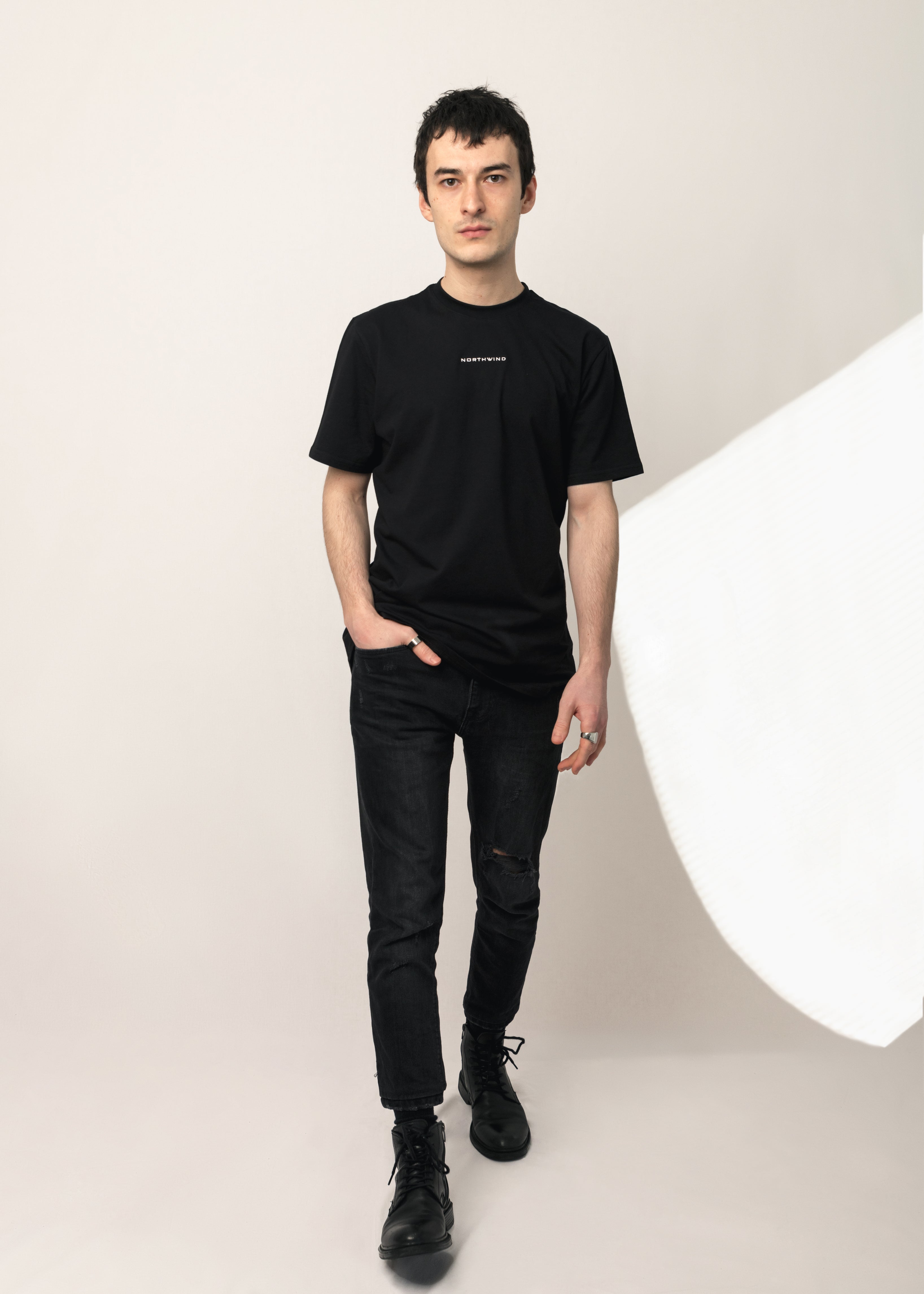 Paris Essential Black T-shirt by Northwind Antwerp & Paris with minimalist logo embroidery